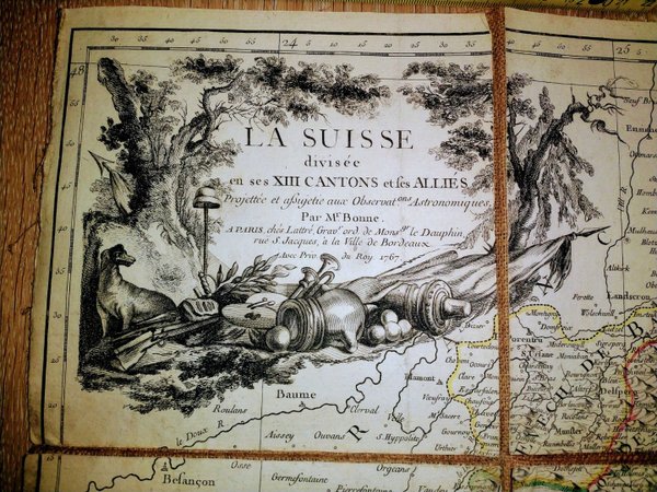 Original-Karte "La Suisse divisée en ses XIII cantons et les alliés" 1767
