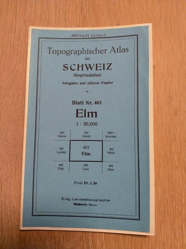 Topographischer Atlas 1:50'000 - Blatt Nr. 401 Elm (1933)