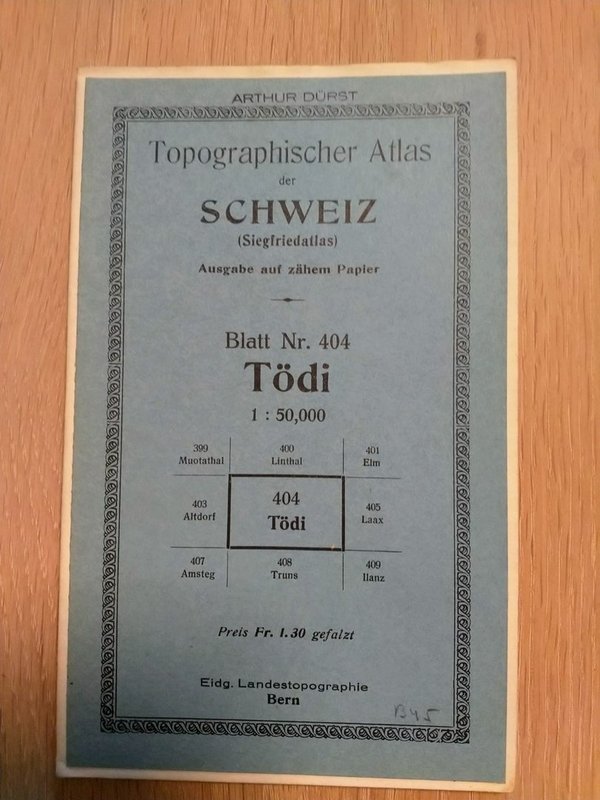 Topographischer Atlas 1:50'000 - Blatt Nr. 404 Tödi (1930)
