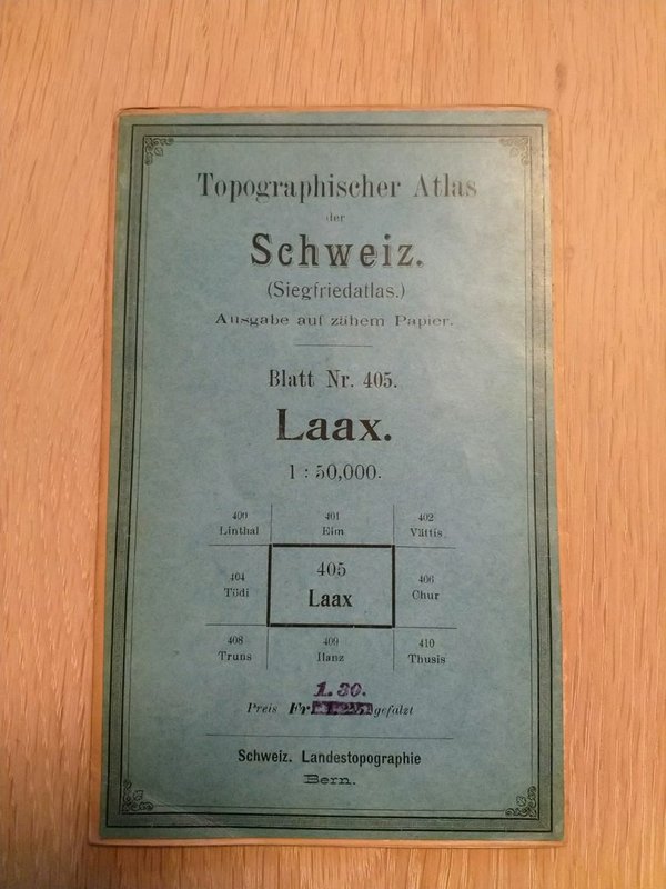 Topographischer Atlas 1:50'000 - Blatt Nr. 405 Laax (1919)