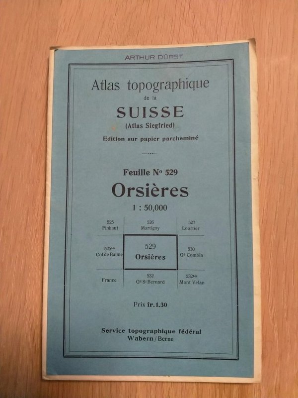 Topographischer Atlas 1:50'000 - Blatt Nr. 529 Orsières (1935)